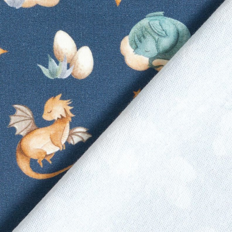 Felpa francesa veraniega Dragones adorables Impresi&oacute;n digital &ndash; azul gris,  image number 4