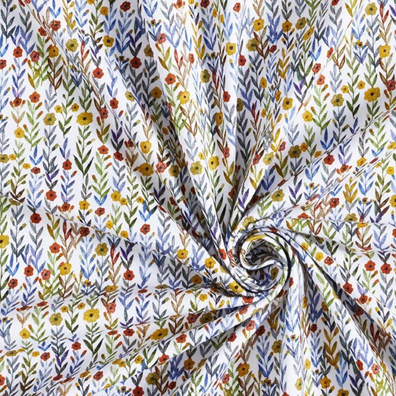 Tela de jersey de algodón orgánico Prado con flores Impresión digital – blanco lana,  image number 3