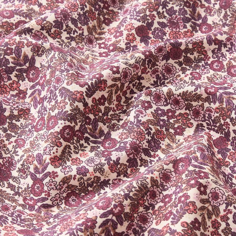 Tela de algod&oacute;n Cretona Cama floral &ndash; crema/uva,  image number 2