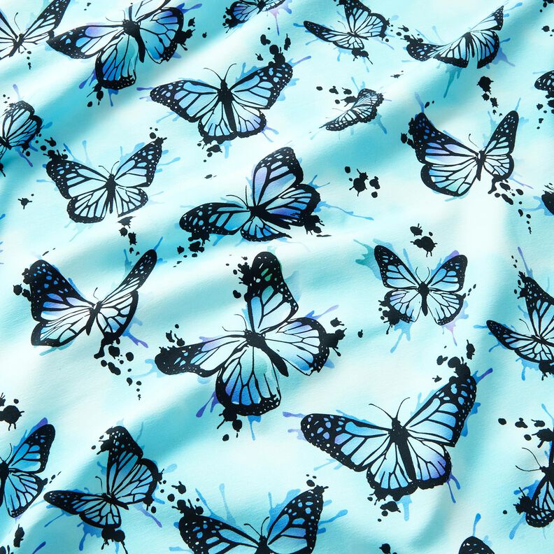 Tela de jersey de algodón Mariposa esbozadas | Glitzerpüppi – azul hielo,  image number 1