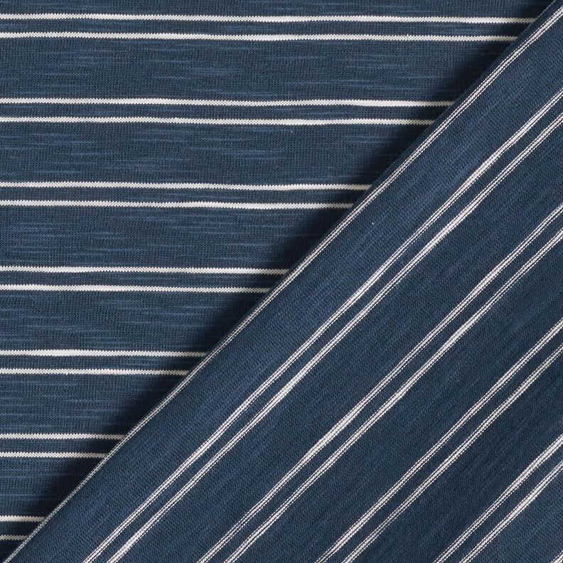 Tela de jersey de algodón Rayas irregulares – azul marino/blanco,  image number 4