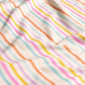 Tela de jersey de algodón Rayas pasteles – blanco lana/violeta pastel, 