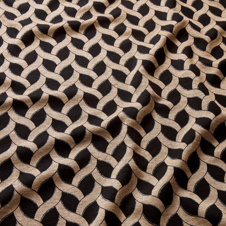 Tela de jersey de viscosa Patrón de brillantina – negro/albaricoque,  image number 2