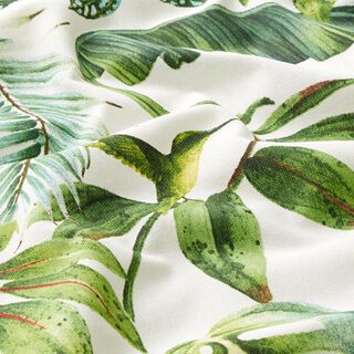 Tela decorativa Panama media hojas exóticas – verde/blanco, 