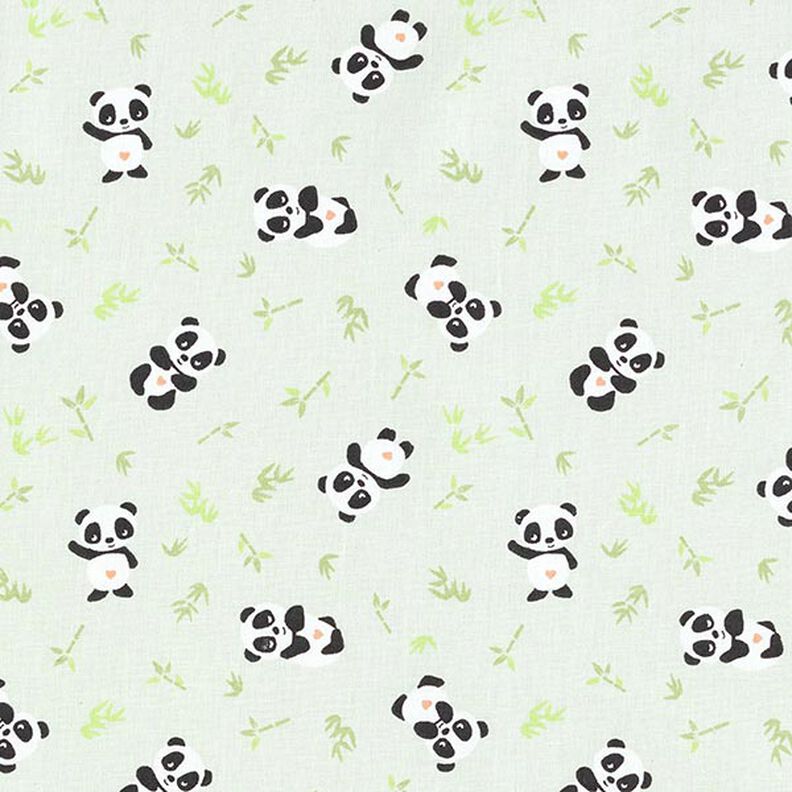 Tela de algodón Cretona panda tierno – verde,  image number 1