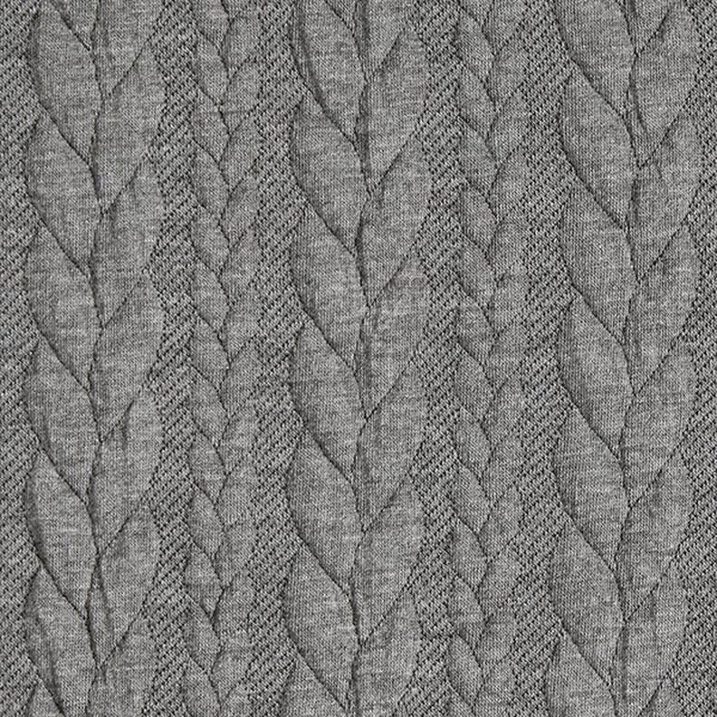 Tela de jersey jacquard Cloqué Punto trenzado – gris claro,  image number 1