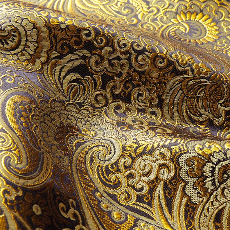 Jacquard metálico Paisley – dorado/negro,  image number 2