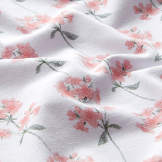 Tela de jersey de algodón Flores en rama – blanco/rosa, 