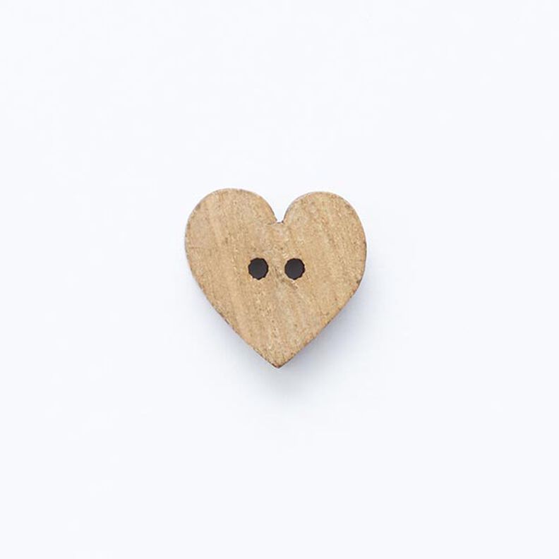 Botón de corazón con 2 agujeros  – beige,  image number 1