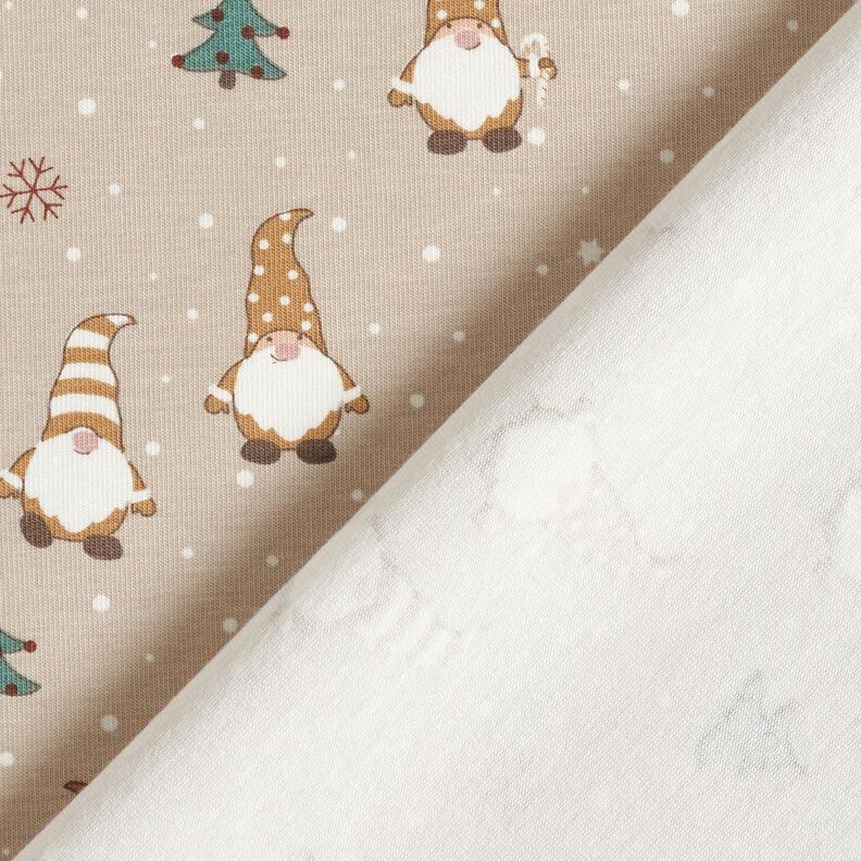 Tela de jersey de algodón Gnomos en la nieve – almendra,  image number 4