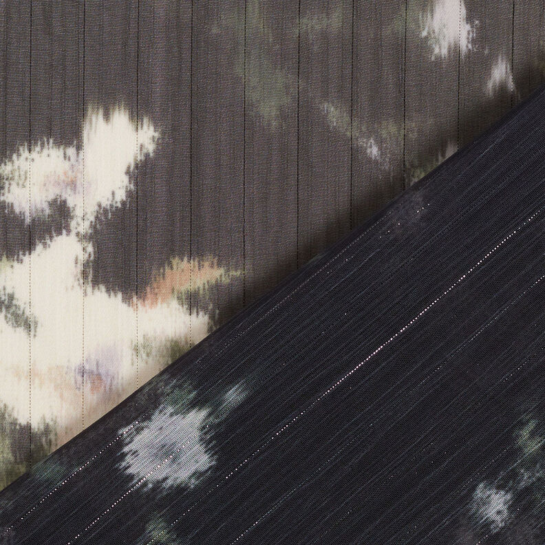 Chifón con rayas brillantes y aspecto batik – negro/blanco,  image number 5