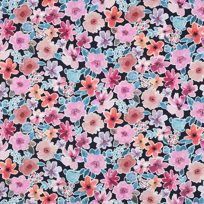 Popelina de algod&oacute;n Flores | Poppy Fabrics &ndash; azul negro,  image number 1