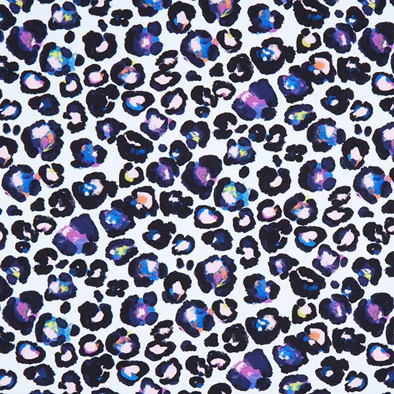 Tela de jersey de algodón Patrón de leopardo de neón Impresión digital – blanco lana,  image number 1