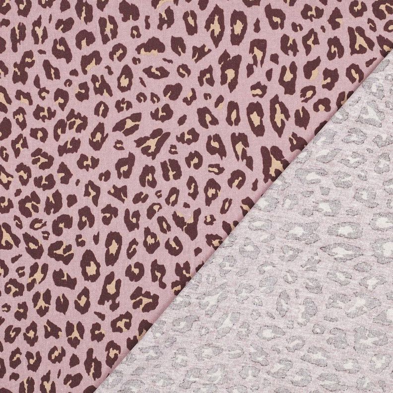 Mezcla de lino y viscosa Estampado de leopardo | Poppy Fabrics – rosa viejo claro/berenjena,  image number 4