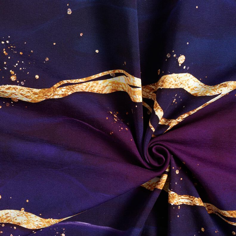 Tela de jersey de algod&oacute;n M&aacute;rmol de ensue&ntilde;o | Glitzerp&uuml;ppi  &ndash; rojo lila/oro antiguo,  image number 3