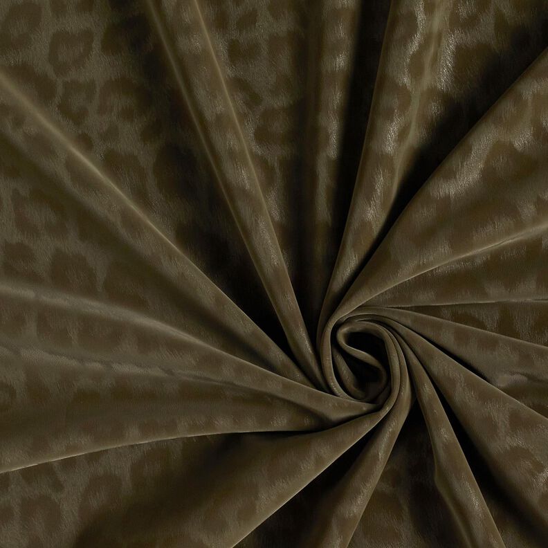 Tejido de pantal&oacute;n revestido con estampado de leopardo cepillado &ndash; caqui,  image number 3