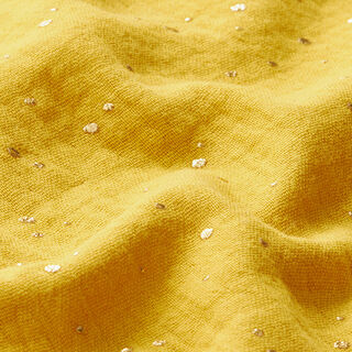 Muselina de algodón con manchas doradas dispersas – curry/dorado, 