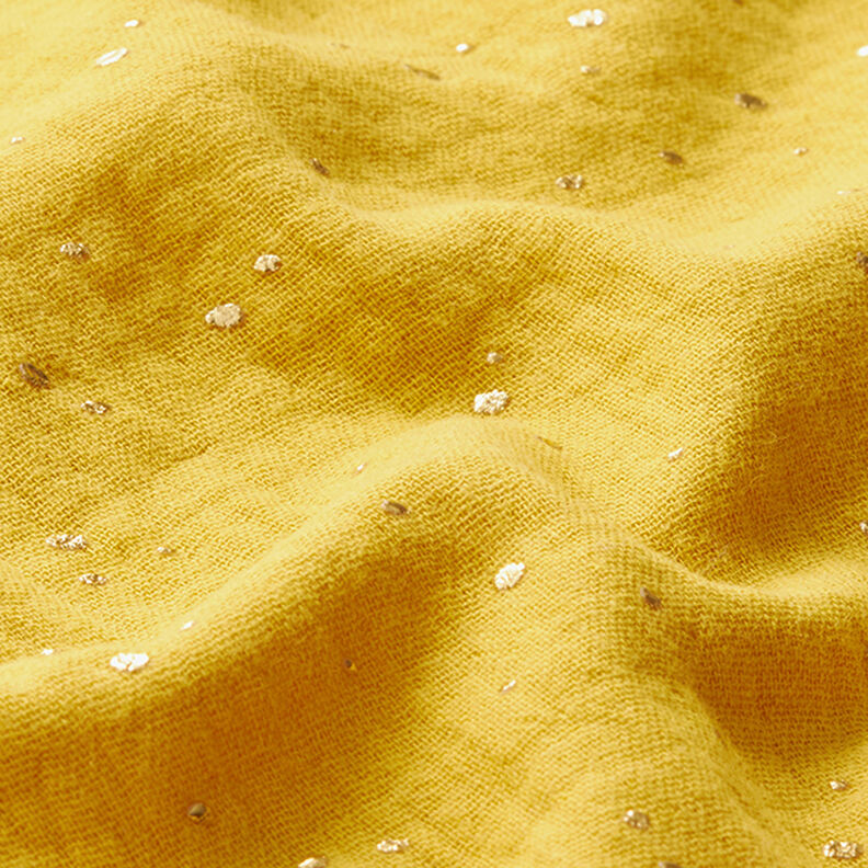 Muselina de algodón con manchas doradas dispersas – curry/dorado,  image number 2