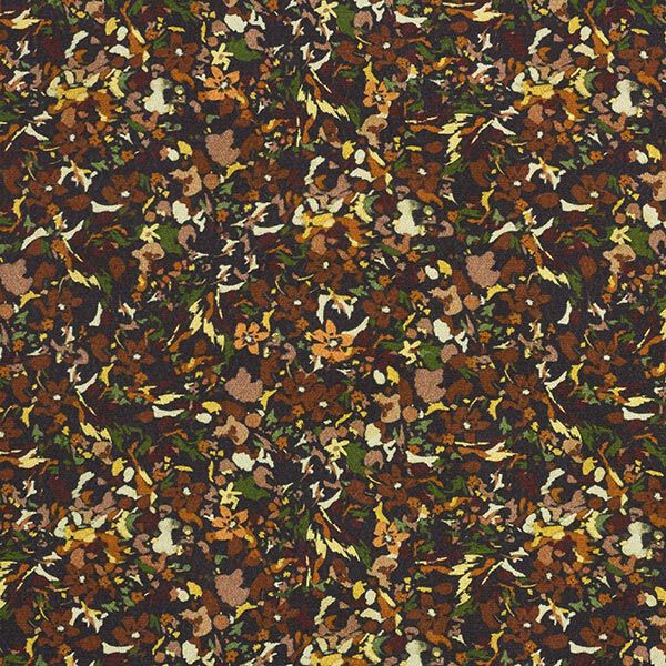 Crepe georgette de viscosa con flores – negro/marrón – Muestra,  image number 1