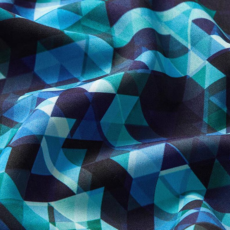 Tejido Softshell Triángulos de colores Impresión digital – azul noche/turquesa,  image number 3