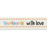 Cinta «Handmade with Love» [ 15 mm ] – blanco lana/marrón,  thumbnail number 1