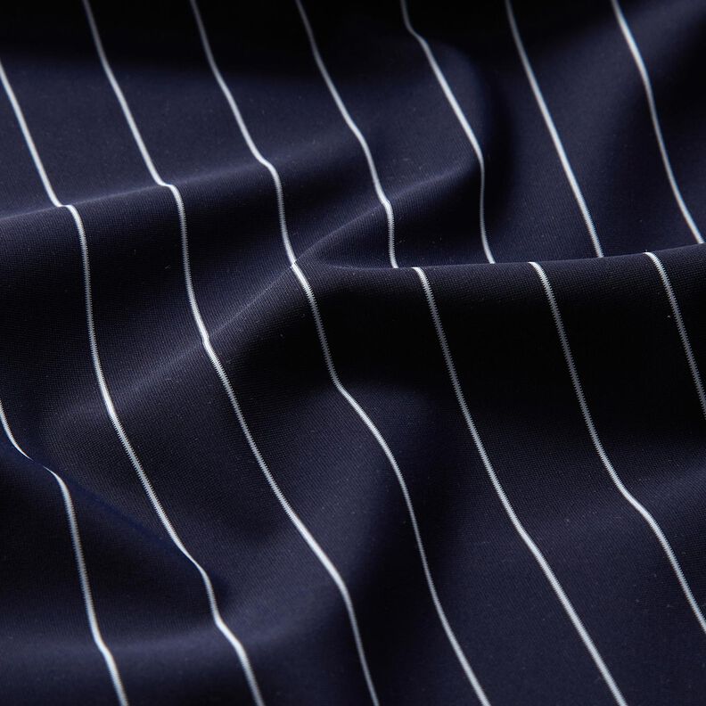 Tejido de pantalón elástico a rayas – azul noche/blanco,  image number 2