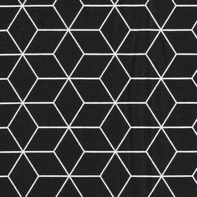 Tela decorativa Jacquard Cubos modernos – negro/marfil, 