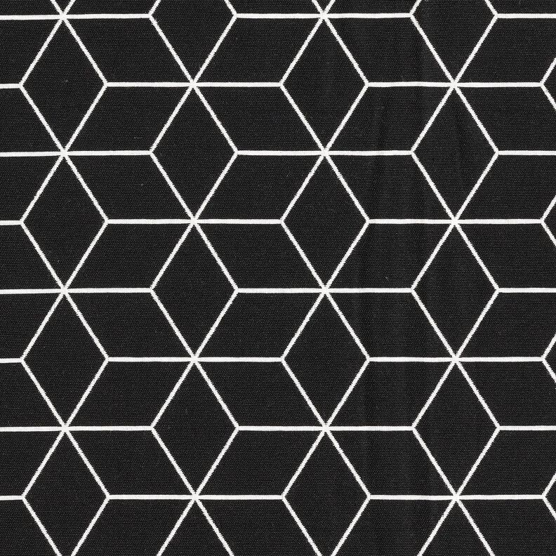 Tela decorativa Jacquard Cubos modernos – negro/marfil,  image number 1