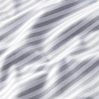 Tela de jersey de algodón Rayas delgadas – gris claro/blanco, 