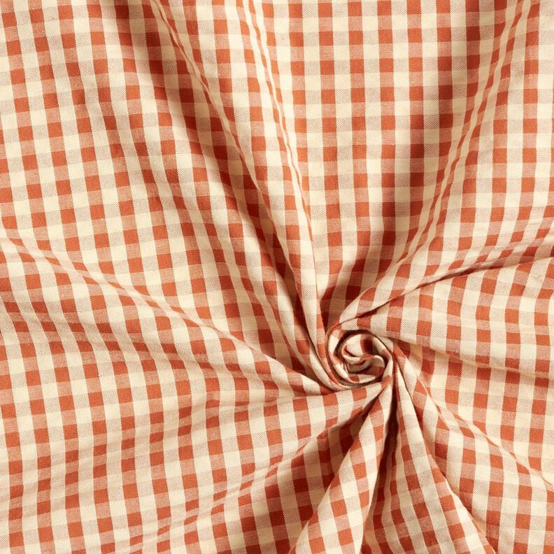 Tela Seersucker Algodón Cuadros tejidos – terracotta/beige claro,  image number 3