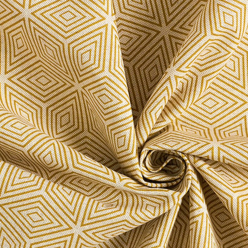 Tela decorativa Panama media Cubos 3D – amarillo curry/naturaleza,  image number 3