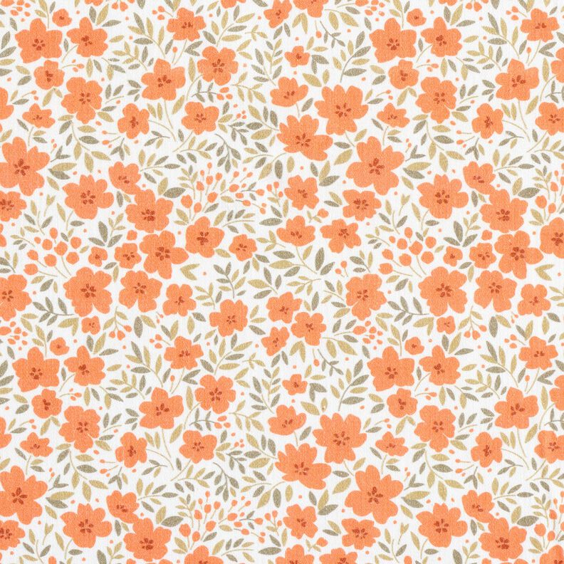Tela decorativa Satén de algodón Mar de flores – naranja melocotón/blanco,  image number 1