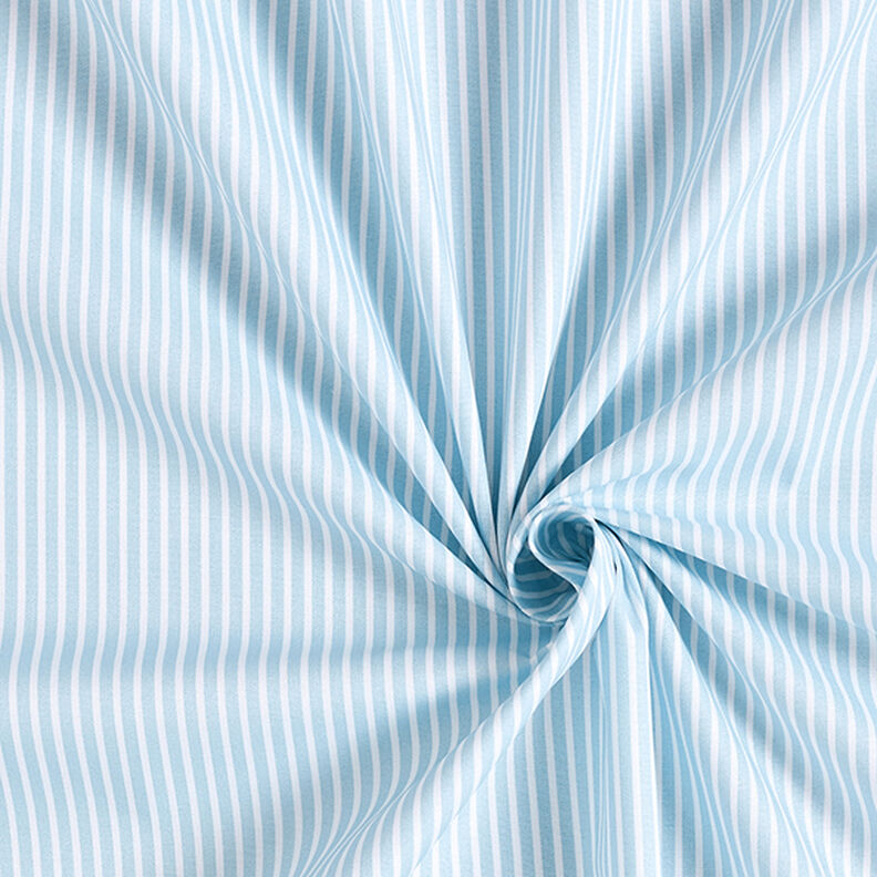 Popelina de algodón Rayas – azul claro/blanco,  image number 3
