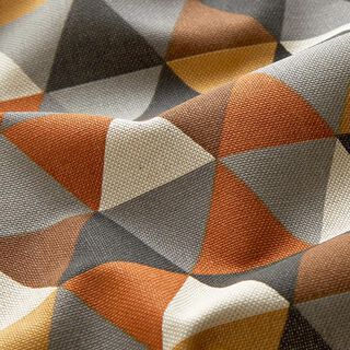Tela decorativa Panama media Triángulos – marrón/mostaza, 