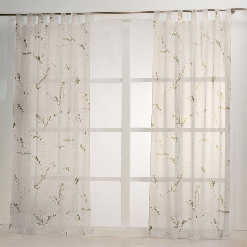 Tela para cortinas Voile Ramitas – naturaleza/pino oscuro,  image number 7