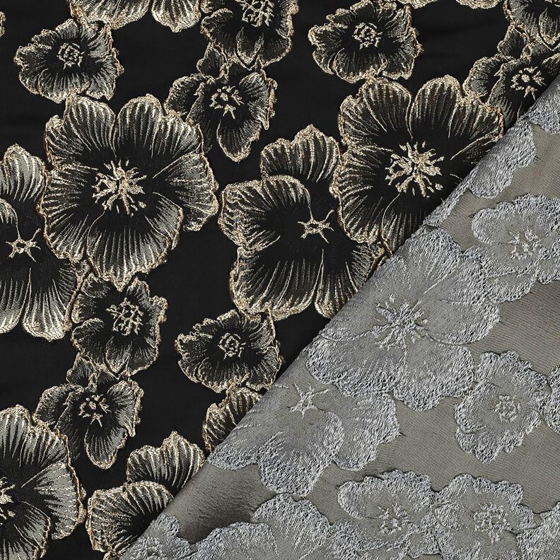 Jacquard Flores con efecto 3D – negro/almendra,  image number 4