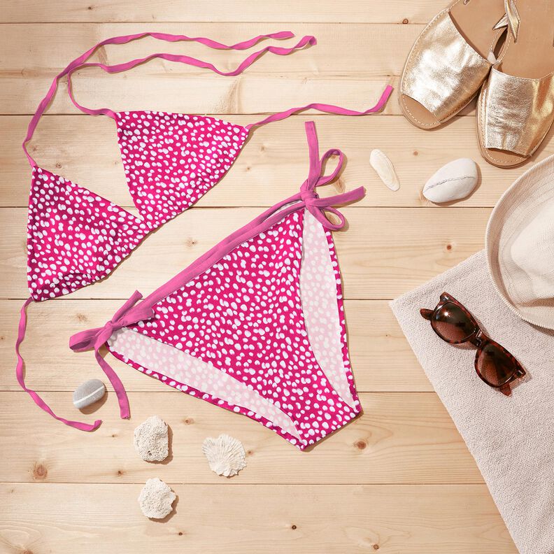 Tejido de bañador con mini lunares – rosa intenso/blanco,  image number 6