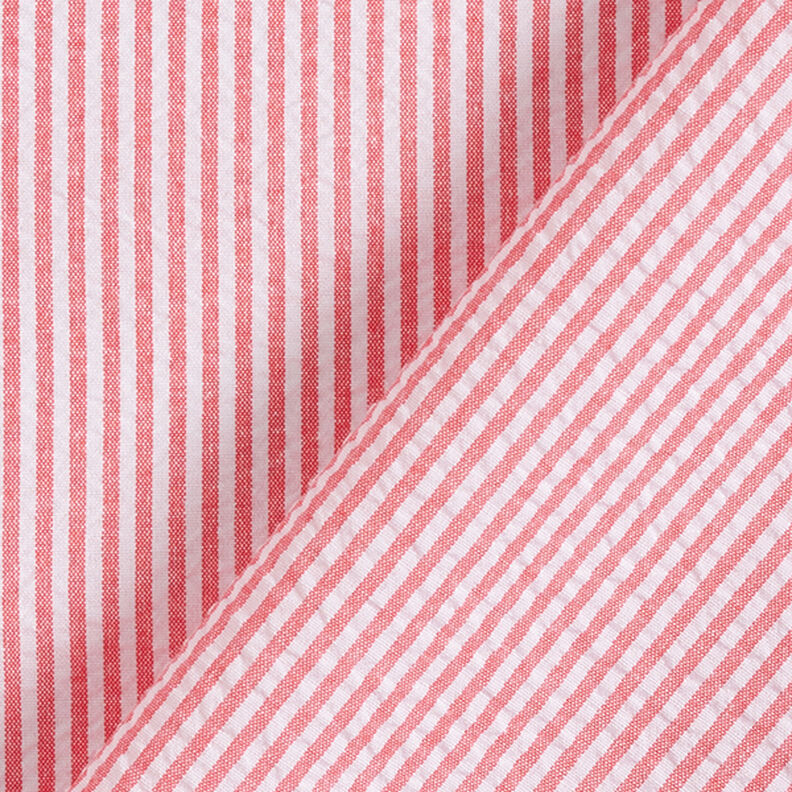 Tela Seersucker Mezcla de algodón Rayas – rojo/blanco lana,  image number 4
