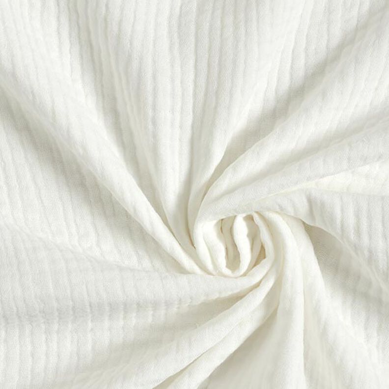 GOTS Muselina de algodón de tres capas – blanco lana,  image number 1