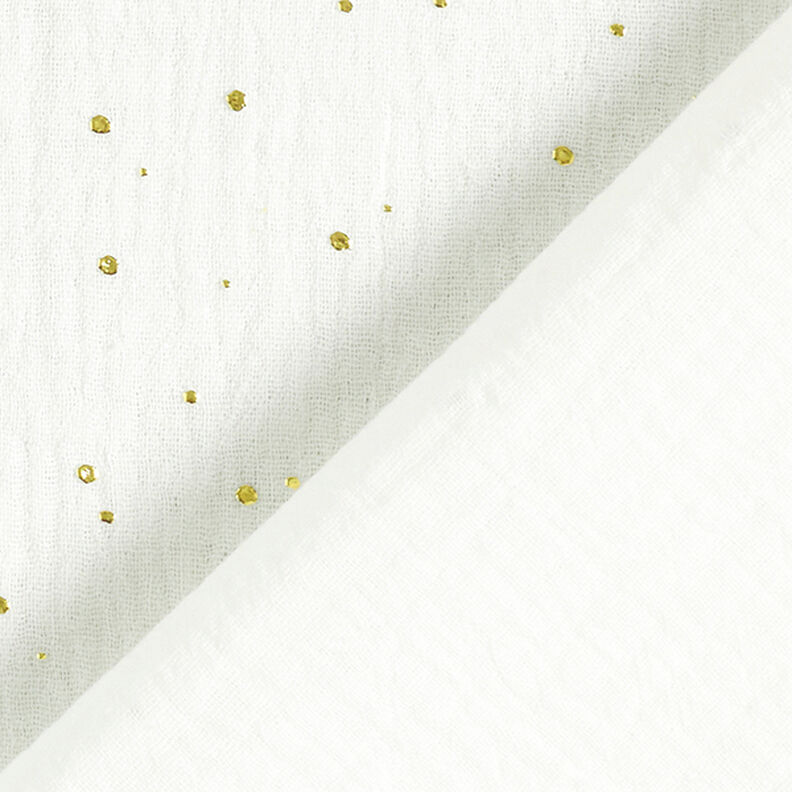 Muselina de algodón con manchas doradas dispersas – blanco/dorado,  image number 4