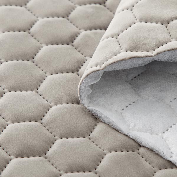 Tela de tapicería Terciopelo acolchado en diseño de panal – gris,  image number 3