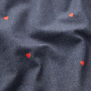 Tela de jersey de algodón Apariencia de tela vaquera con corazones Impresión digital – azul, 
