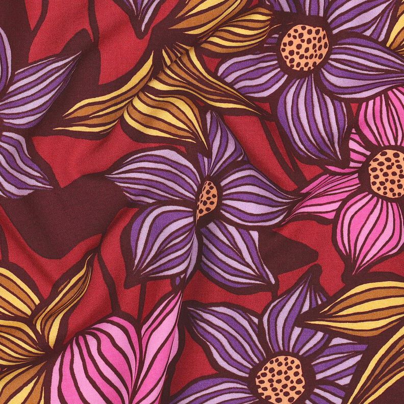 LENZING&trade; EcoVero&trade; Tela de viscosa Flores | Poppy Fabrics &ndash; merlot/albaricoque,  image number 2
