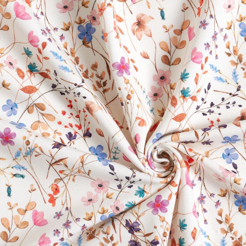 GOTS Felpa francesa veraniega Mar de flores secas Impresión digital – marfil,  image number 3