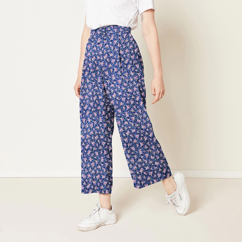 Satén Stretch Jacquard Ramos de flores – azul marino,  image number 5