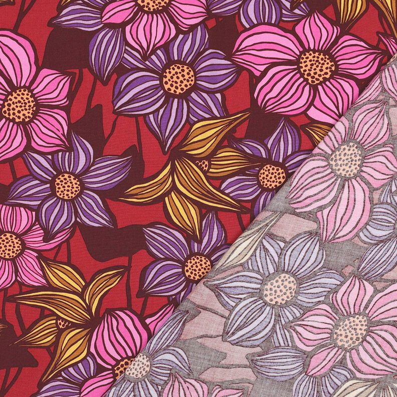 LENZING&trade; EcoVero&trade; Tela de viscosa Flores | Poppy Fabrics &ndash; merlot/albaricoque,  image number 4