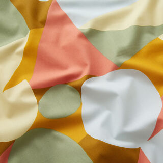 Popelín de algodón formas abstractas | Nerida Hansen – oliva/langosta, 