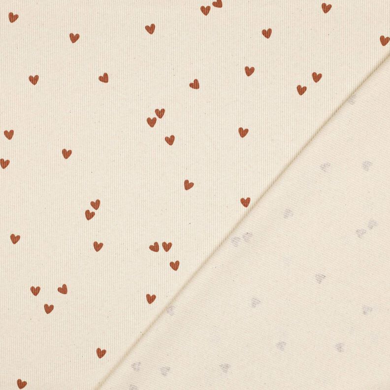 Jersey canelado Corazones dispersos | Poppy Fabrics – beige claro/marrón,  image number 4
