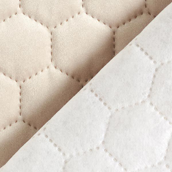 Tela de tapicería Terciopelo acolchado en diseño de panal – arena,  image number 6