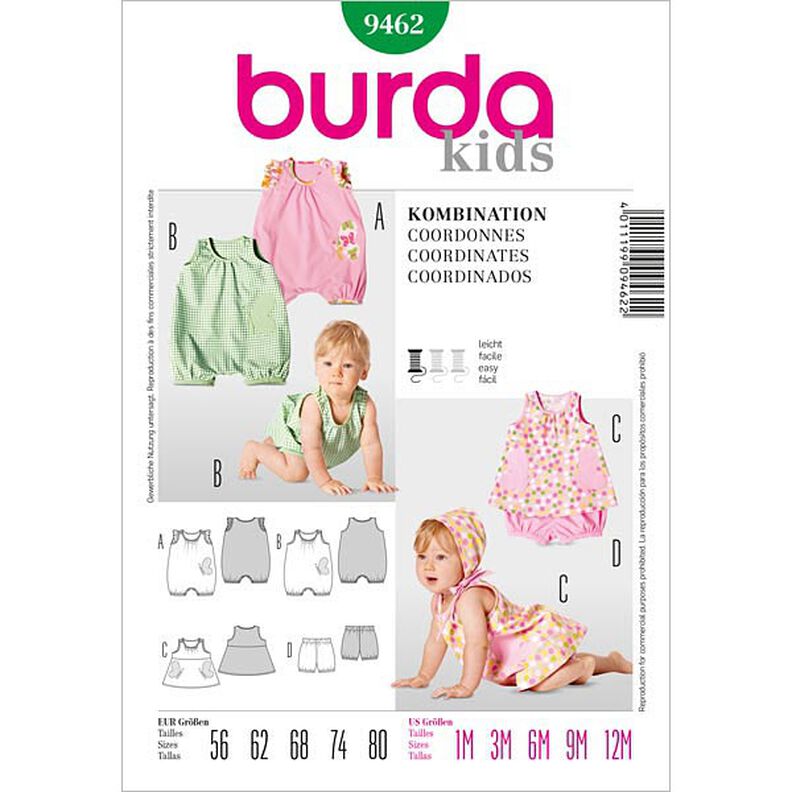 Baby-Overall / Vestido / Pantaloncitos, Burda 9462,  image number 1